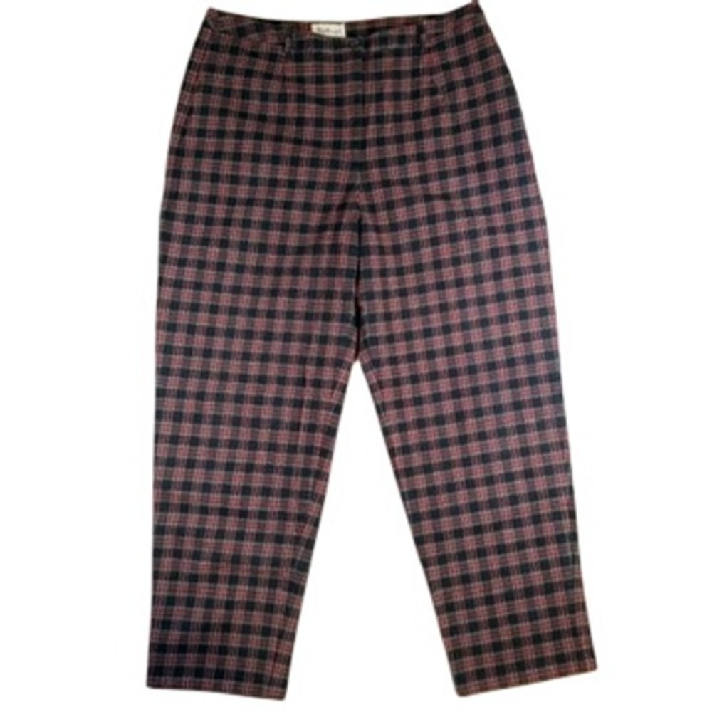 Westbound Plaid Tapered Trousers 18 Women Multicolor Cotton Stretch